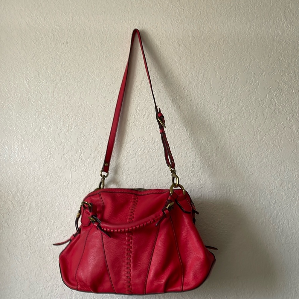orYANY Red Leather Shoulder Handbag EUC